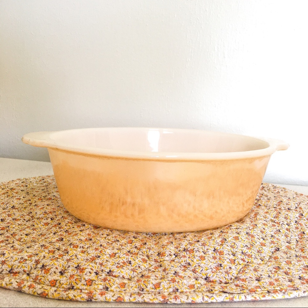 1.5 Quart Peach Lustre Fire King Casserole Dish